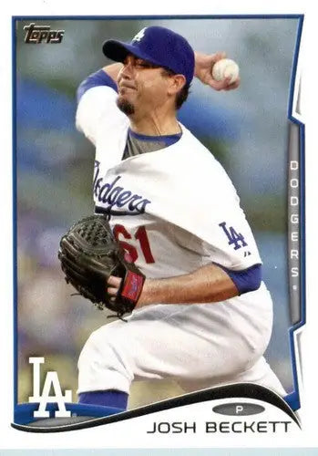 2014 Topps Josh Beckett baseball card with original gloss, Dodgers, cards typically sell well