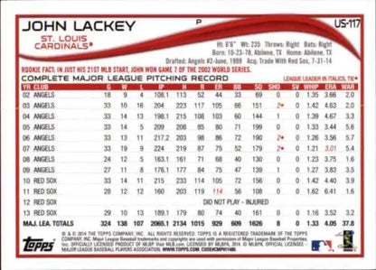 2014 Topps Update John Lackey Baseball Card original gloss NM-MT Cardinals ID:18921