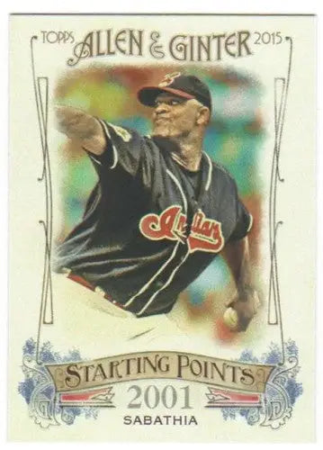 Baseball card featuring pitcher CC Sabathia from 2015 Allen and Ginter Starting Points series