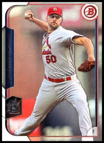 Original gloss Baseball card of Adam Wainwright, 2015 Bowman #111, Cardinals