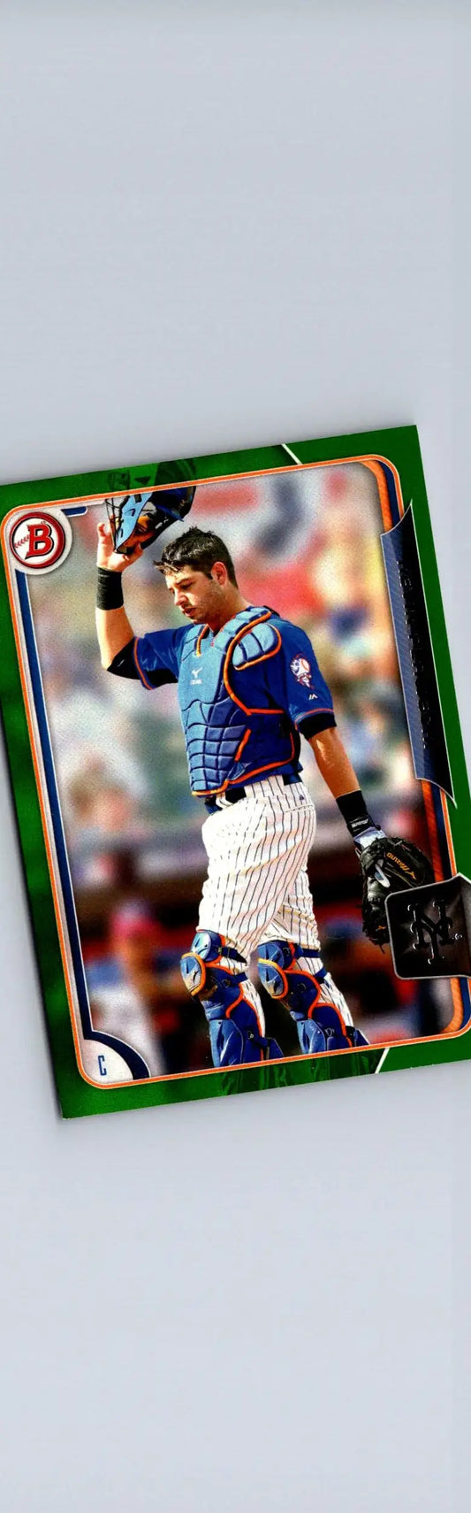Baseball trading card featuring Kevin Plawecki Chrome BCP3 Kevin Plawecki Green Refractors