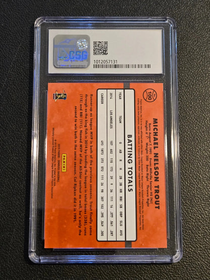 Graded Mike Trout CSG baseball card 2015 Donruss #100 Mike Trout CSG 9