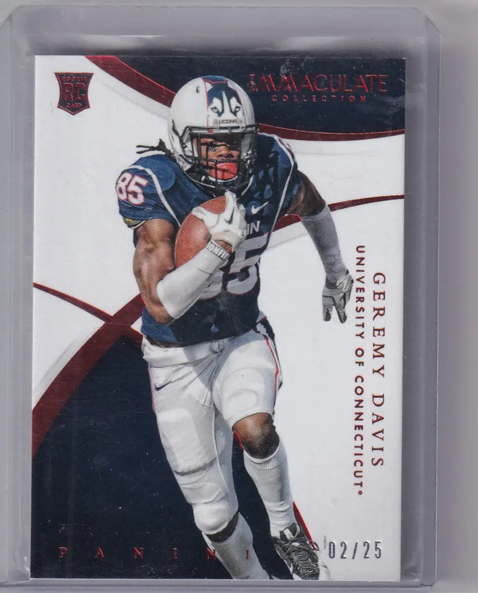 Football trading card of Geremy Davis from UConn in Panini Immaculate numbered 02/25