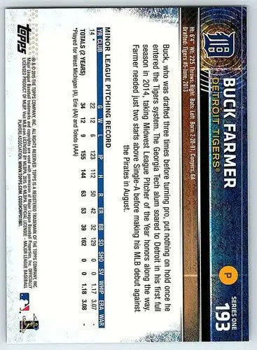 2015 Topps #193 Buck Farmer NM-MT RC Rookie Tigers ID:5467 - Trading Cards
