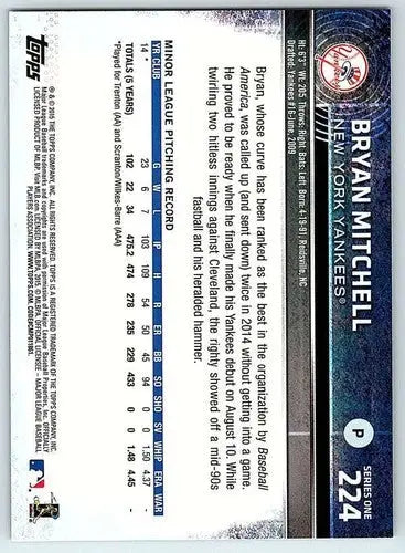 2015 Topps #224 Bryan Mitchell NM-MT RC Rookie Yankees - Trading Cards