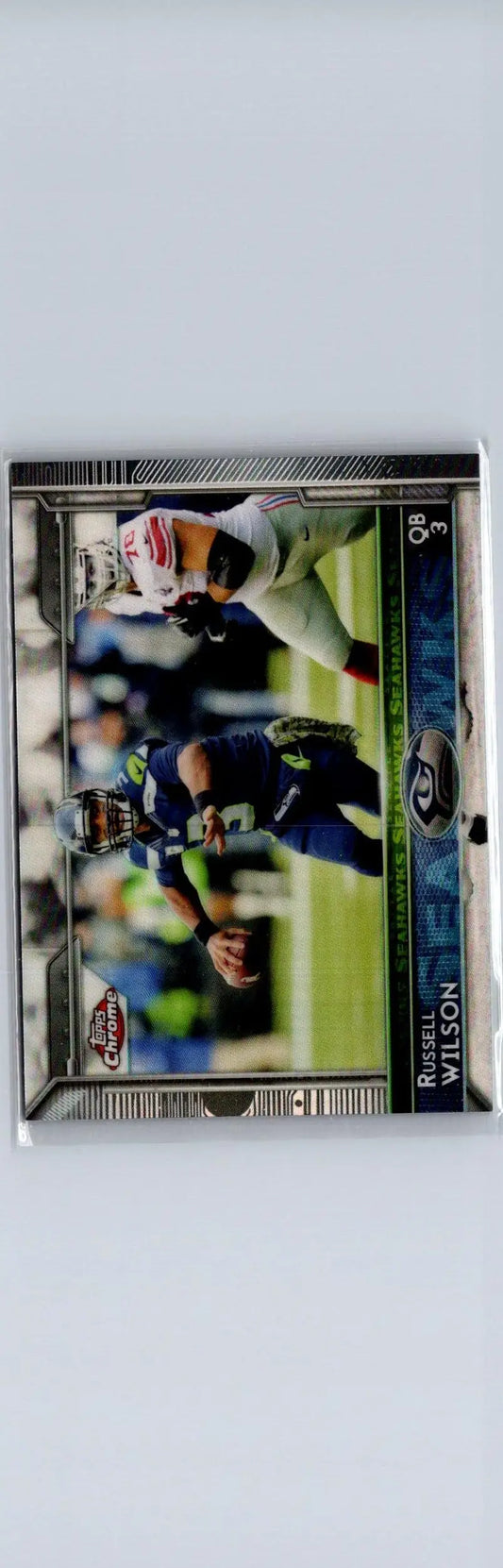 Russell Wilson Super Bowl 50 football trading card from 2015 Topps #235