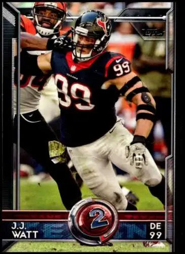 Football trading card of J.J. Watt in Houston Texans uniform with original gloss