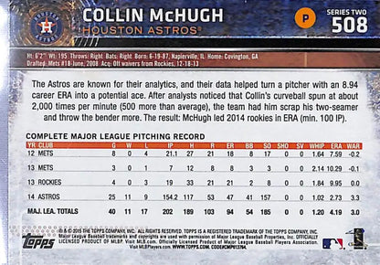 2015 Topps Collin McHugh baseball card featuring Houston Astros player in NM-MT condition