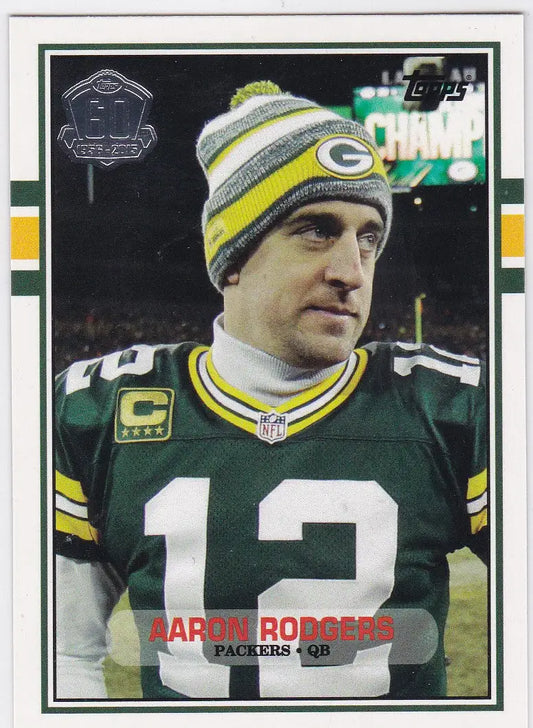 Football player in Green Bay Packers uniform, 2015 Topps 60th Anniversary Aaron Rodgers Green