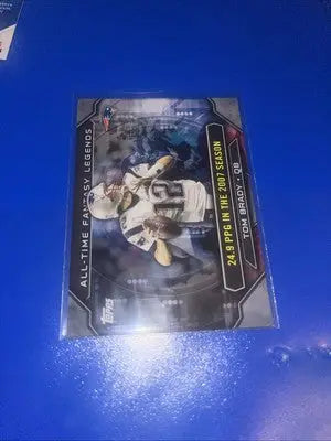 Tom Brady football card from 2015 Topps All-Time Fantasy Legends collection