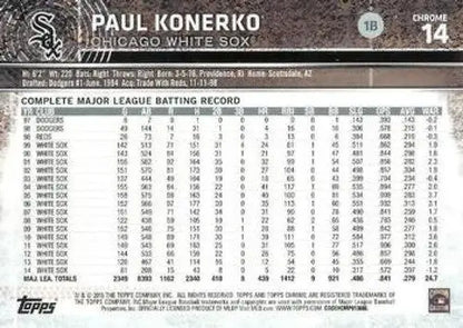 2015 Topps Chrome #14 Paul Konerko NM-MT White Sox ID:4273 - Trading Cards