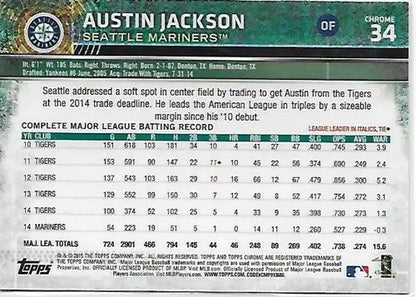 2015 Topps Chrome Pink Refractor #34 Austin Jackson NM-MT Mariners ID:4270 - Trading Cards