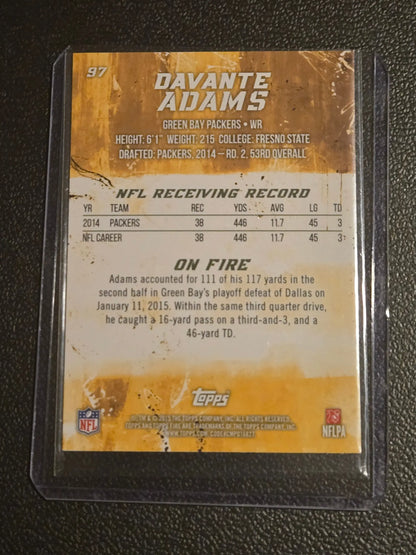 Davante Adams football trading card 2015 Topps Fire Silver featuring Davante Adams Silver