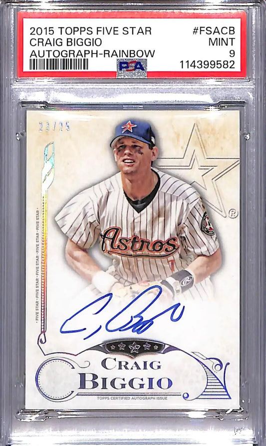 Craig Biggio autographed baseball card from 2015 Topps Five Star Rainbow series