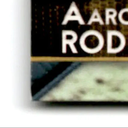 Partial view of 2015 Topps Football Aaron Rodgers Green Bay Packers card cover