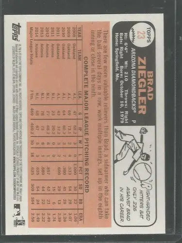 2015 Topps Heritage Brad Ziegler baseball card with original gloss Diamondbacks ID 19470