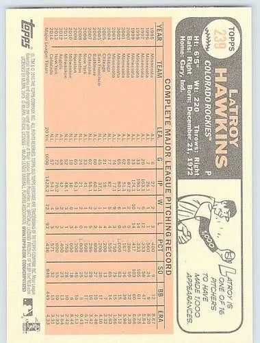 2015 Topps Heritage #239 LaTroy Hawkins NM-MT Rockies ID:72069 - Trading Cards