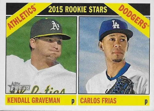 2015 Topps Heritage Rookie Stars baseball card featuring Carlos Frias in original gloss style