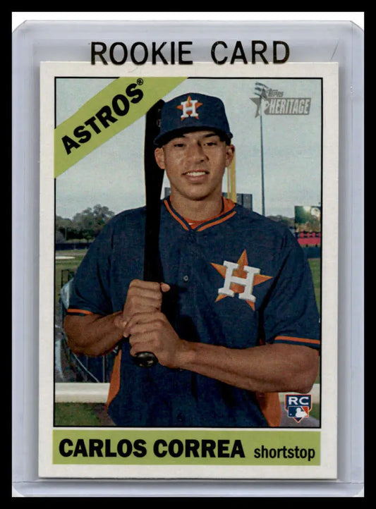 2015 Topps Heritage Carlos Correa rookie baseball card in navy Astros uniform