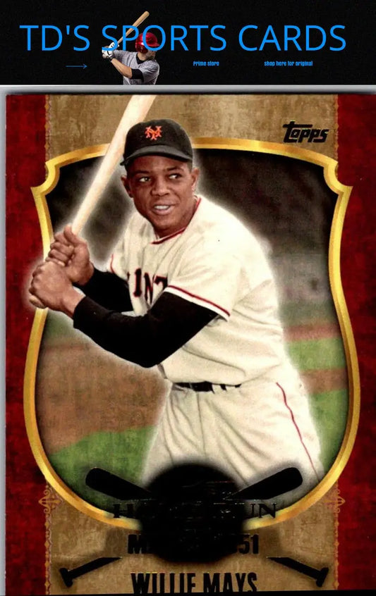 Willie Mays baseball card from 2015 Topps Update featuring First Home Run design