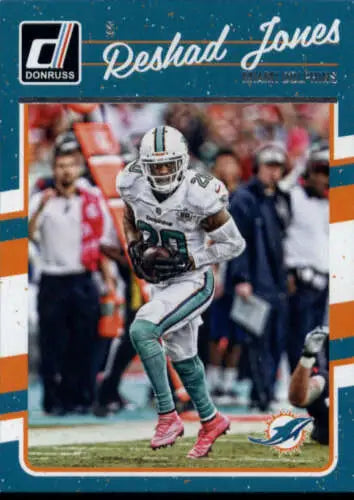 Reshad Jones football card from 2016 Donruss with original gloss and Dolphins ID:6473