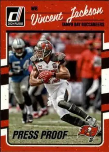 Vincent Jackson 2016 Donruss Press Proofs Blue football card in NM-MT condition