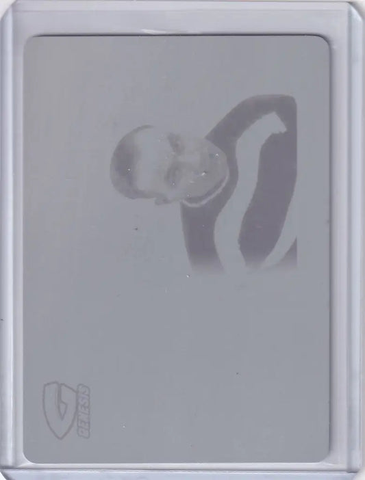 Stylized elephant logo embossed on metallic surface of 2016 Leaf Genesis Hockey Plate