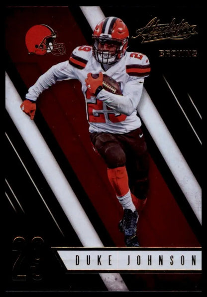 Football card featuring Duke Johnson Jr. from 2016 Panini Absolute Cleveland Browns