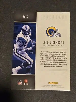 Eric Dickerson football card from 2016 Panini Contenders Legendary Contenders series