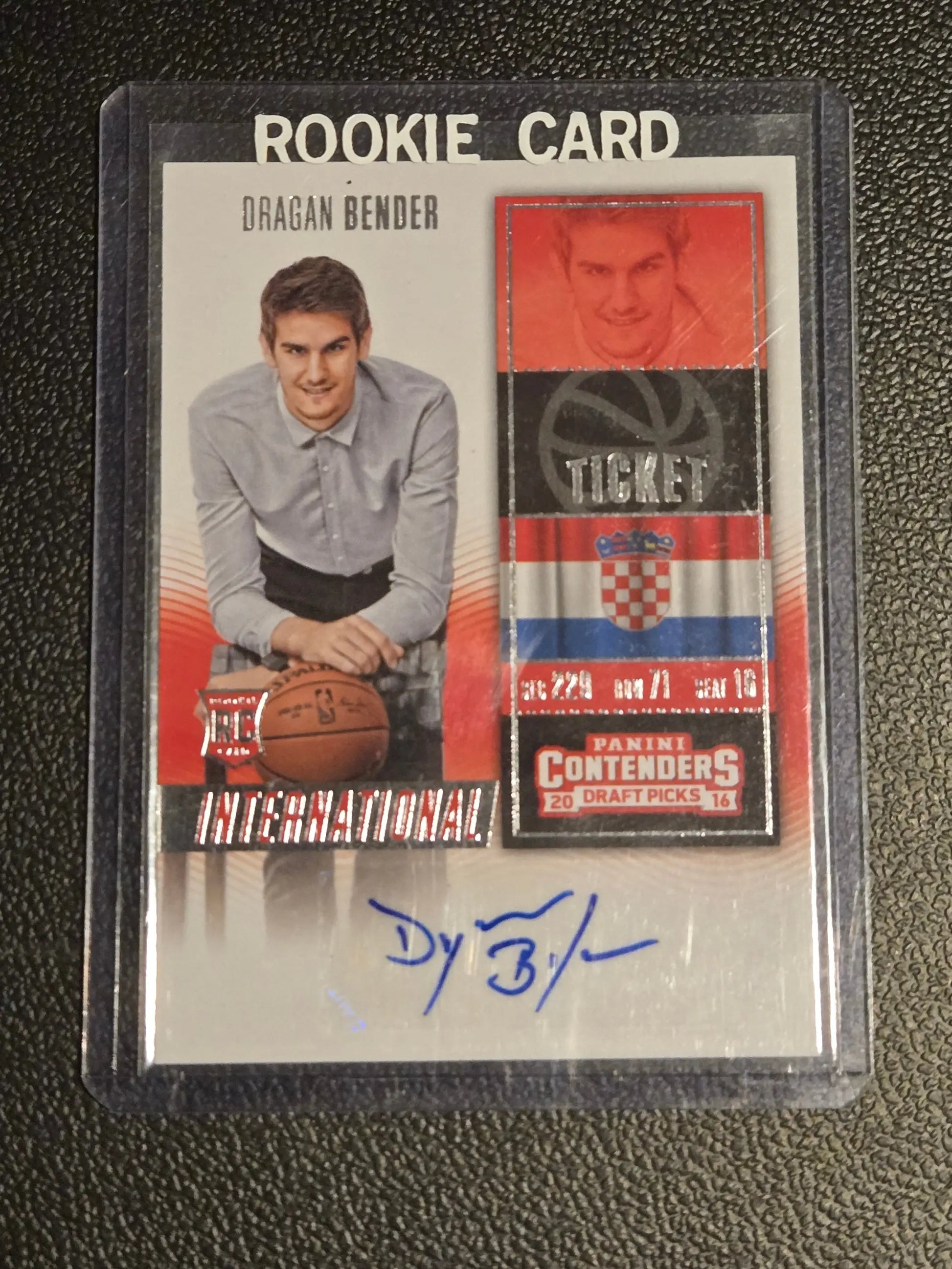 Autographed Dragan Bender basketball rookie card from 2016 Panini Contenders Draft Picks