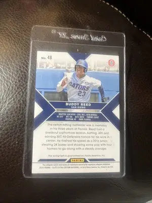 Trading card featuring Buddy Reed from the 2016 Panini Extra Elite Auto RC collection