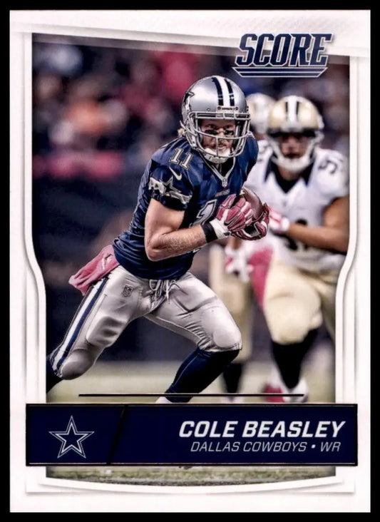 Football card featuring Cole Beasley of the Dallas Cowboys from 2016 Score series