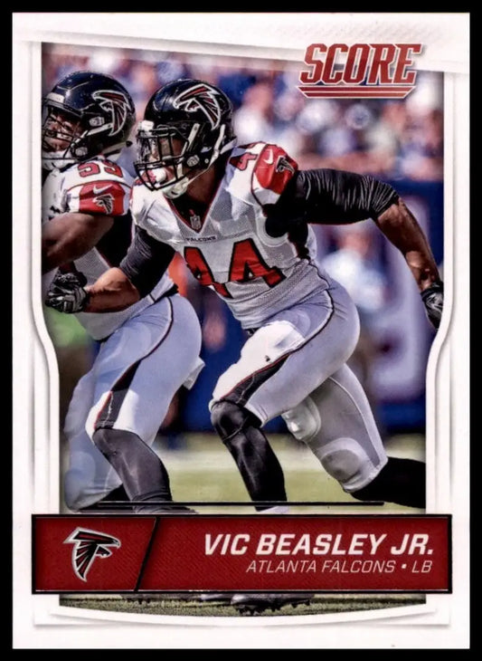 Modern NFL football card featuring Vic Beasley Jr. of the Atlanta Falcons in 2016 Score set