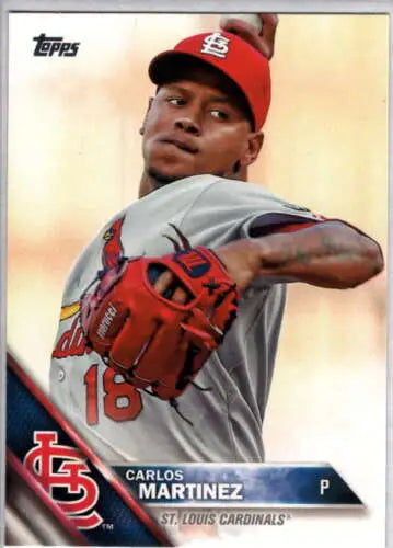 2016 Topps #678A Carlos Martinez baseball card in original gloss condition for Cardinals fans