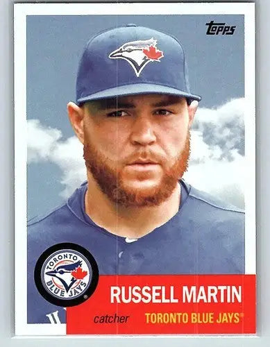 Original gloss Russell Martin baseball card from 2016 Topps Archives sports cards collection