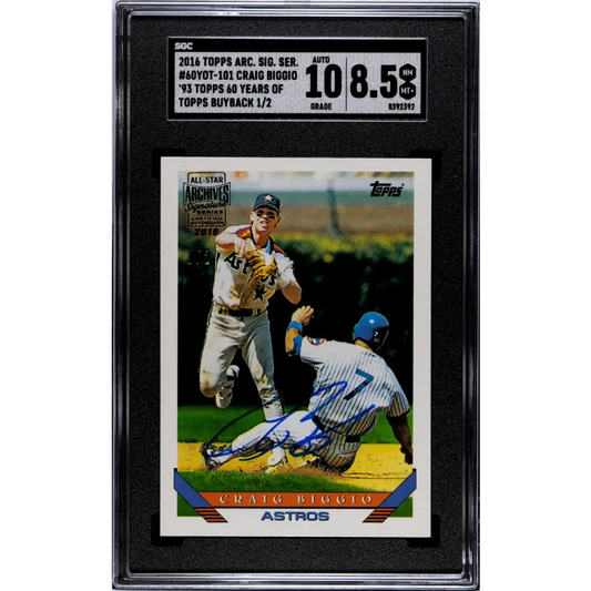 2016 Topps Archives Signatures #60YOT-101 Craig Biggio SGC 8.5 NM/MT+ Auto 1/2 Houston Astros Baseball Card