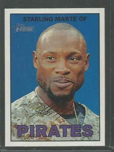 2016 Topps Heritage Starling Marte baseball card with original gloss Pirates ID 19734
