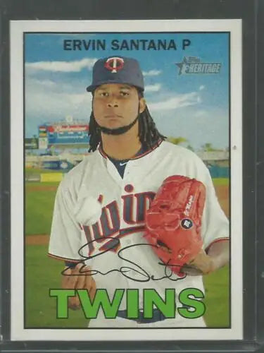 2016 Topps Heritage #299 Ervin Santana baseball card with original gloss Twins collectible