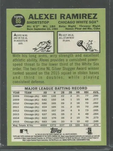 2016 Topps Heritage #86 Alexei Ramirez NM Near Mint White Sox ID:33535 - Trading Cards