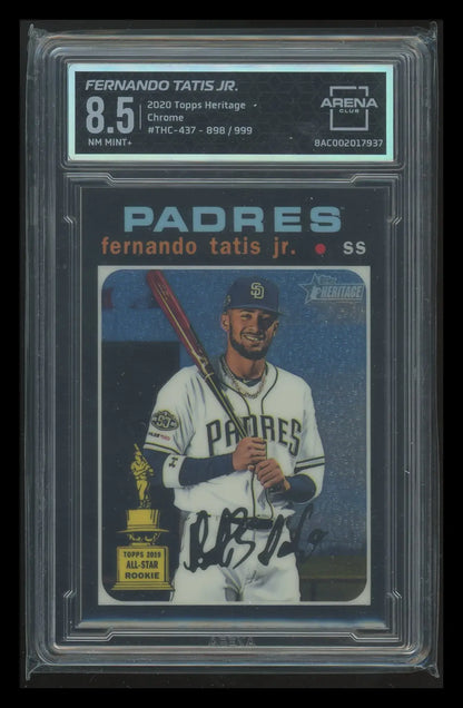 Graded Topps Heritage Chrome Fernando Tatis Jr. baseball card image showcasing chrome fernando tatis