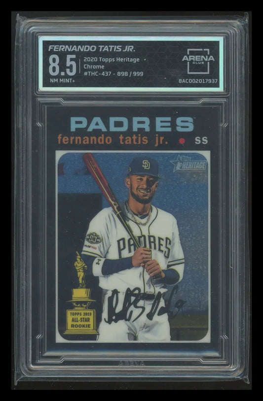 Graded Topps Heritage Chrome Fernando Tatis Jr. baseball card image showcasing chrome fernando tatis
