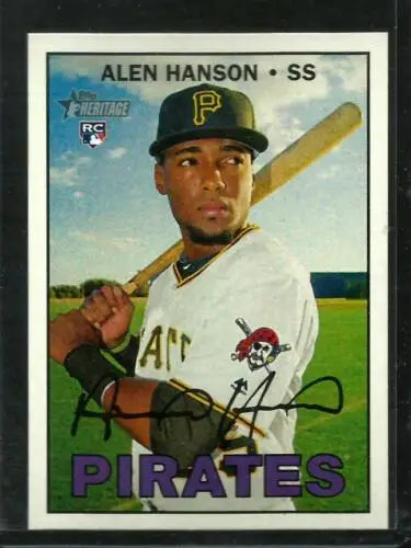 Alen Hanson baseball card from 2016 Topps Heritage, original gloss, rookie Pirates