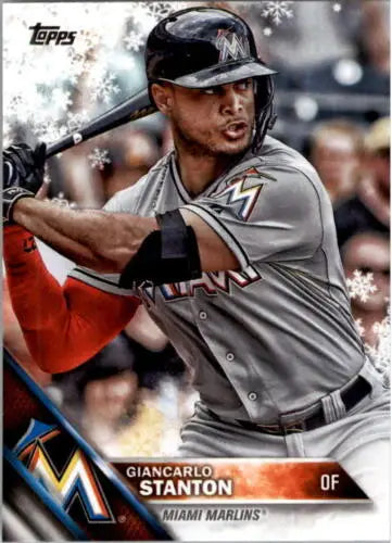 2016 Topps Holiday HMW64 Giancarlo Stanton baseball card with original gloss NM-MT