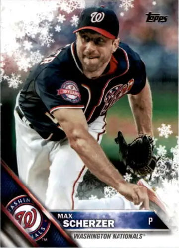 2016 Topps Holiday HMW75 Max Scherzer baseball card with original gloss finish