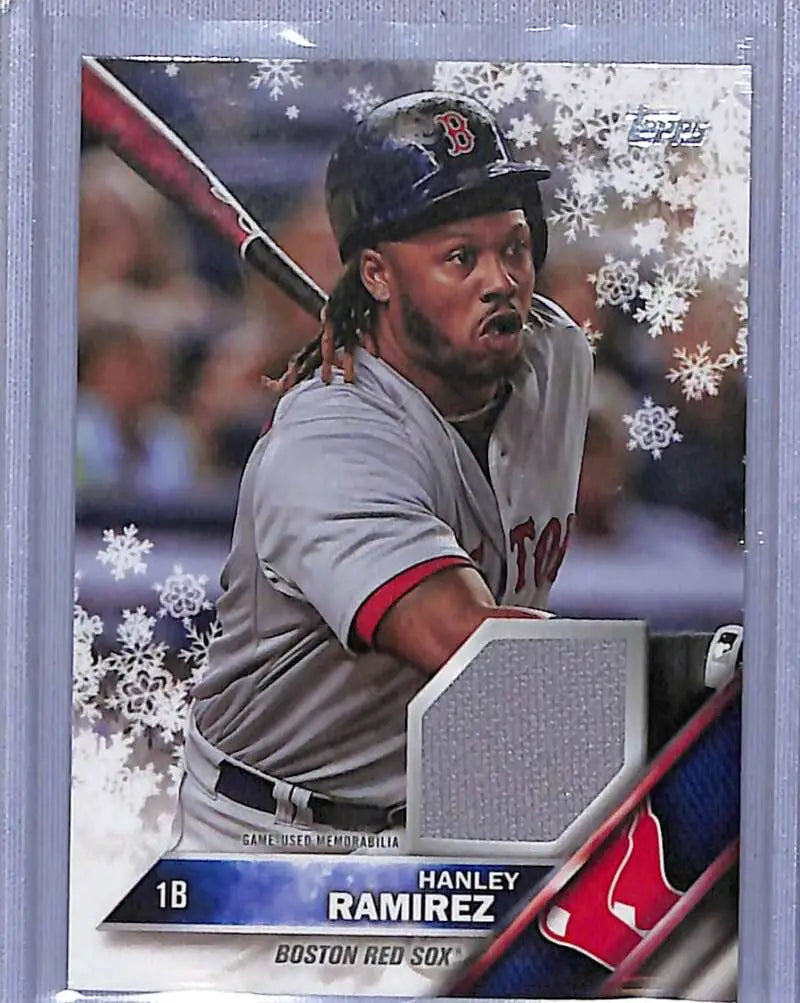 Baseball card of Hanley Ramirez in gray uniform with jersey patch for collectors