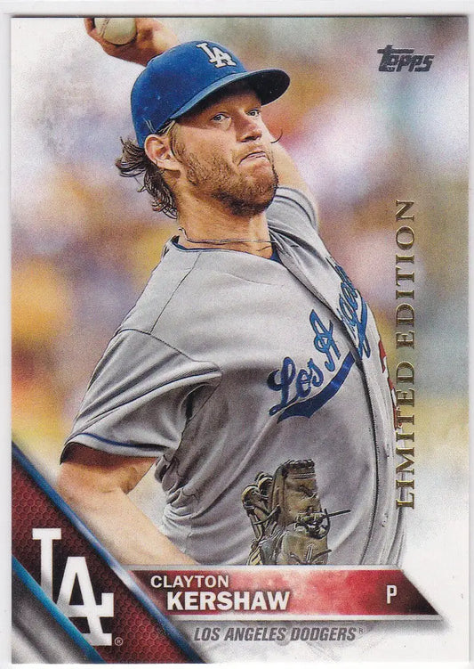 Clayton Kershaw baseball card from 2016 Topps Limited Edition Los Angeles Dodgers