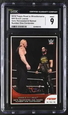Graded Wrestling Trading Card of Brock Lesnar from 2016 Topps Road to Wrestlemania