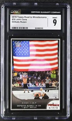 2016 Topps Road to Wrestlemania John Cena #30 Defeats Rusev Wrestling CGC 9