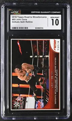 2016 Topps Road to Wrestlemania John Cena #69 Defeats Seth Rollins CGC 10