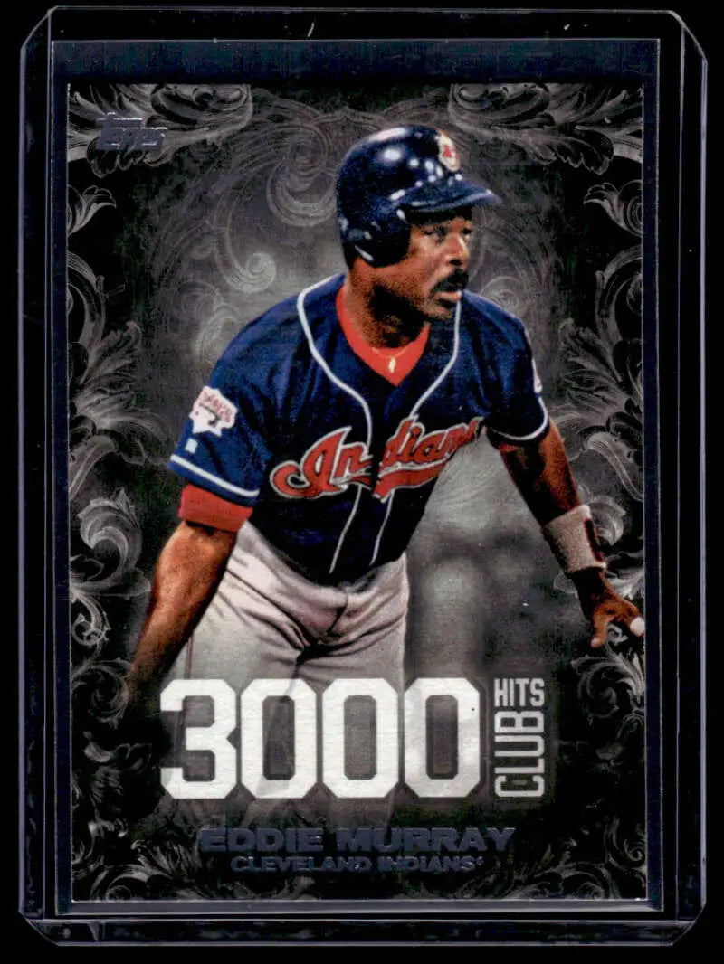 Cleveland Indians Eddie Murray 3000 career hits baseball card in navy blue uniform